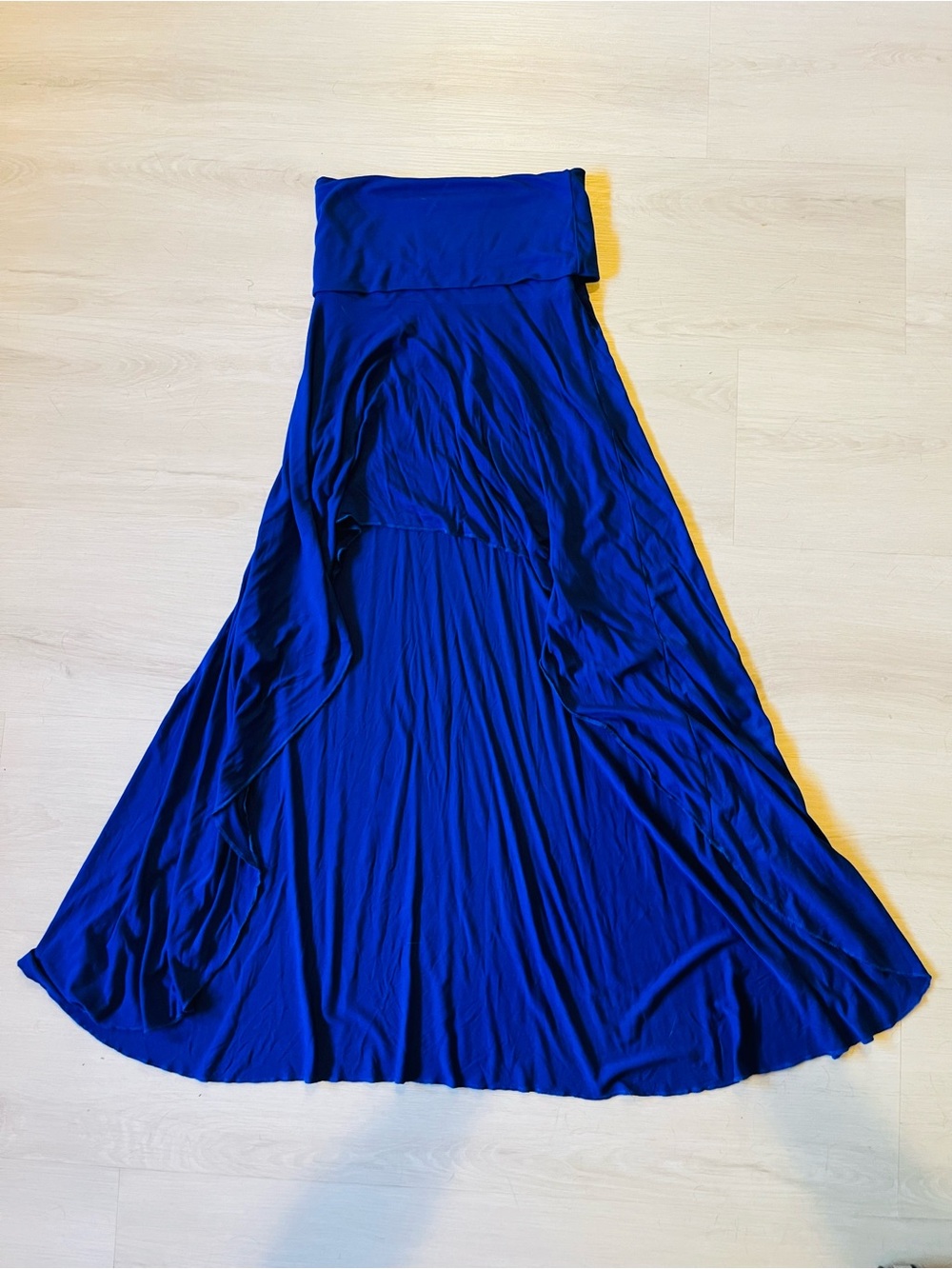 AMPM Y2k Cobalt Blue Fold Over Waistband High-Low Flowy Maxi Skirt Size S
